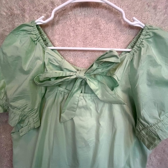 NWT J. Crew Mint Green Tie Back Peasant Boho Top Blouse Back Bow Tie Sz L - Picture 14 of 16